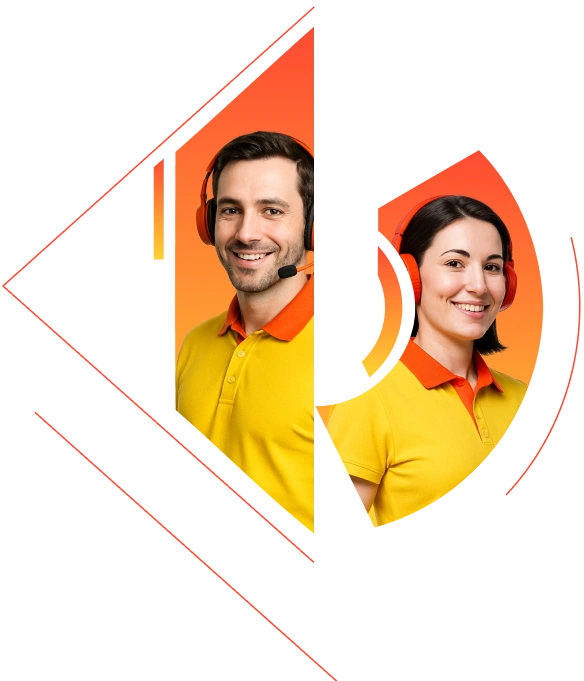 Two business people in yellow Tshirts and They are Smiling