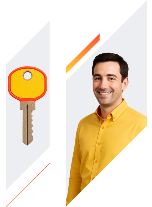 A Key and Smiling A Man