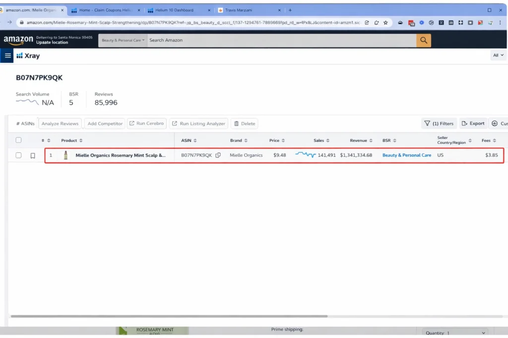 Helium 10 Xray Chrome Extension