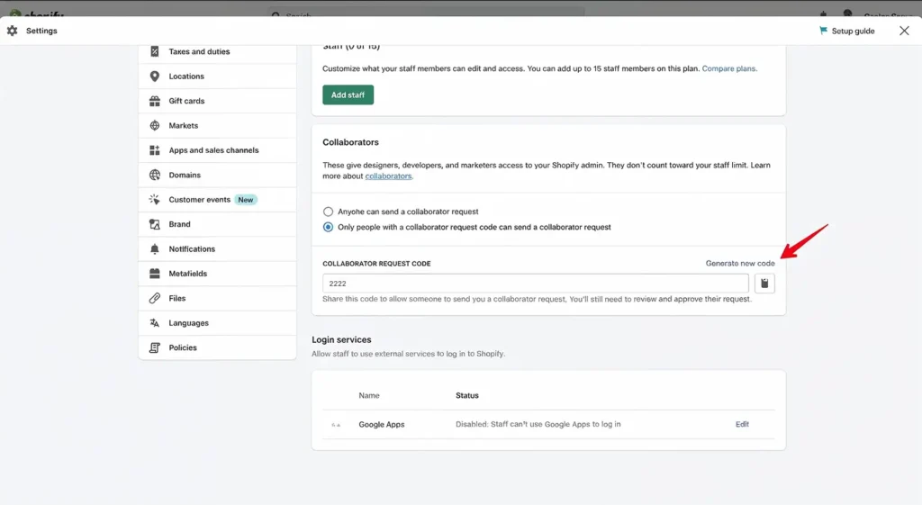 Shopify facilitates a collaborator request code