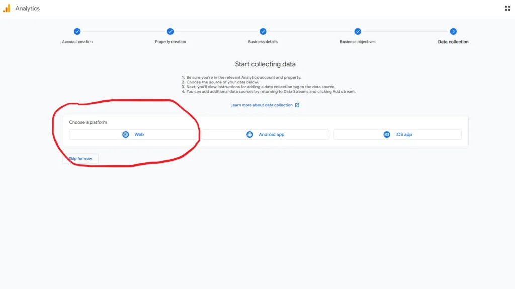 Google Analytics data collection